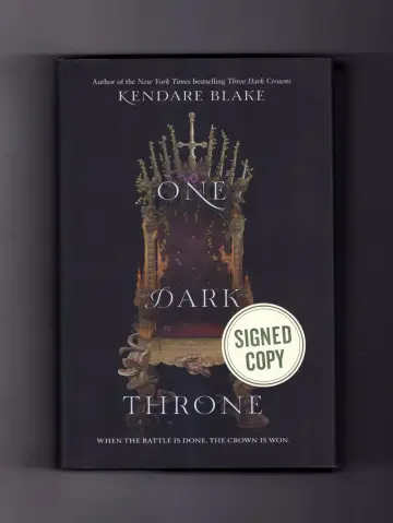 Cover of One Dark Throne. Issued-Signed Special Edition, ISBN 9780062797292 . First Edition and First Printing. Kendare Blake, author of 'Three Dark Crowns