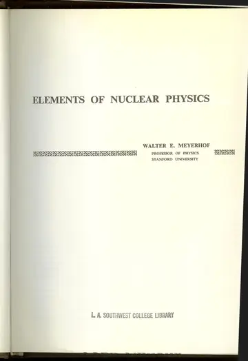 Cover of Elements of Nuclear Physics