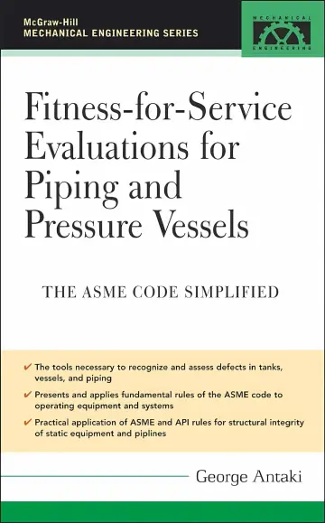 Cover of Fitness-For-Service Evaluations for Piping and Pressure Vessels