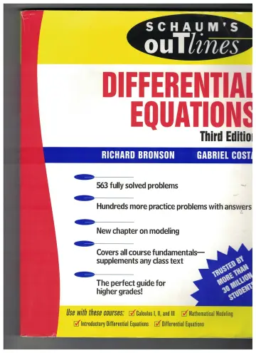 Cover of Schaum's Outline of Differential Equations, 3rd edition