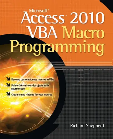 Cover of Microsoft Access 2010 VBA Macro Programming
