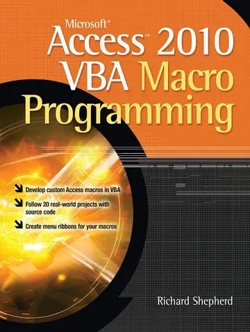 Cover of Microsoft Access 2010 VBA Macro Programming