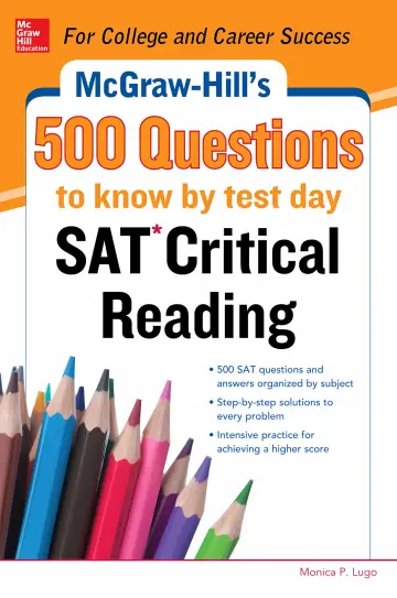 Cover of McGraw-Hill's 500 SAT critical reading questions to know by test day