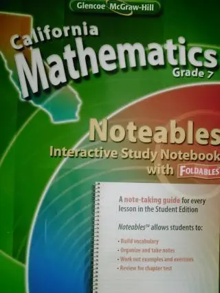 Cover of California Mathematics Grade 7 Noteables Interactive Study Notebook with Foldables