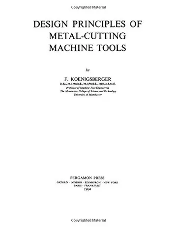 Cover of Design Principles of Metal-Cutting Machine Tools