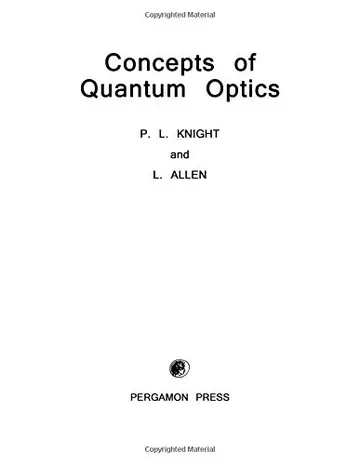 Cover of Concepts of Quantum Optics