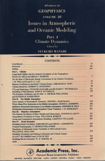 Cover of Adv in Geophysics V28a