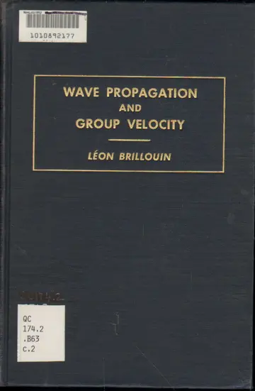 Cover of Wave Propagation and Group Velocity