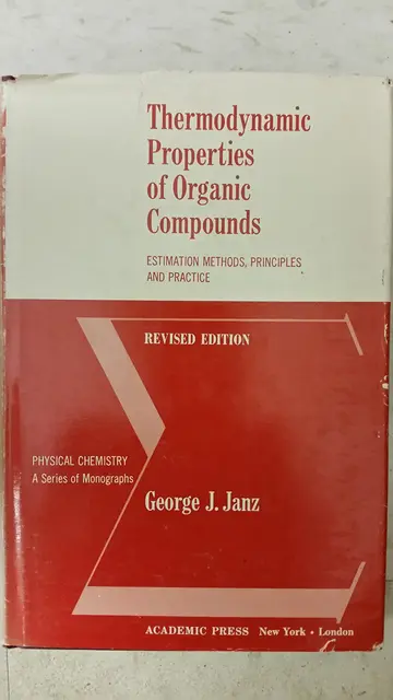Cover of Thermodynamic Properties of Organic Compounds