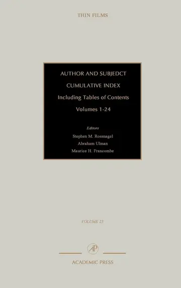 Cover of Author and Subject Cumulative Index, Including Tables of Contents
