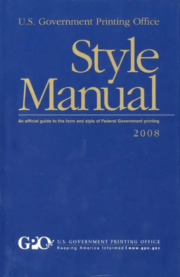 Cover of U. S. Government Printing Office Style Manual