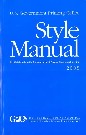 Cover of U. S. Government Printing Office Style Manual