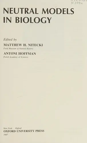 Cover of Neutral Models in Biology