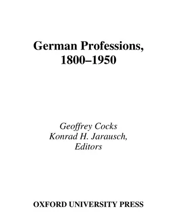Cover of German Professions, 1800-1950