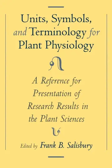 Cover of Units, Symbols, and Terminology for Plant Physiology