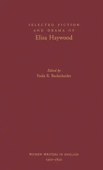 Cover of Selected Fiction and Drama of Eliza Haywood