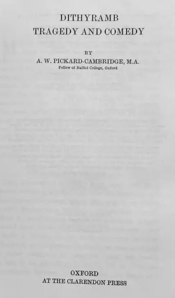 Cover of Dithyramb Tragedy and Comedy