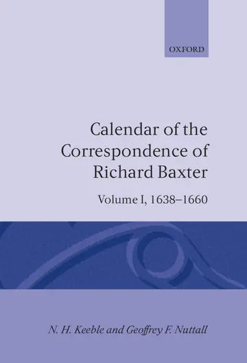 Cover of Calendar of the Correspondence of Richard Baxter 1638-1660 (001)