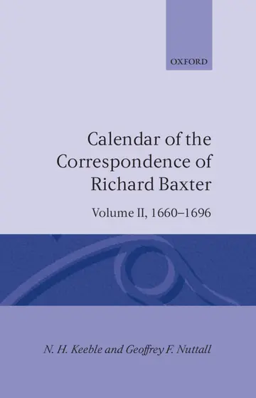 Cover of Calendar of the Correspondence of Richard Baxter
