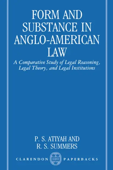 Cover of Form and Substance in Anglo-American Law