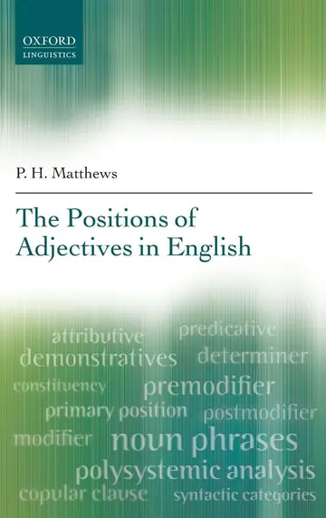 Cover of The Positions of Adjectives in English