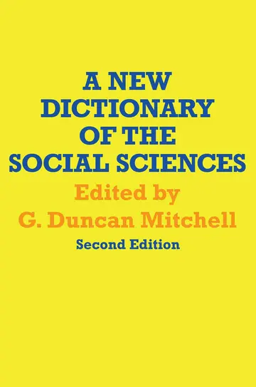 Cover of A New Dictionary of the Social Sciences