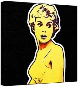 Cover of Janet Leigh - Pop Art Print (Multicolour; Black Background) 50 x 50 x 2 cm Large Square Deep Box Canvas