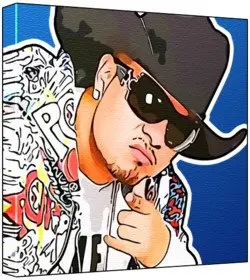 Cover of Chingo Bling - Pop Art Print (Multicolour; Blue Background) 30 x 30 x 2 cm Medium Square Deep Box Canvas