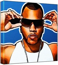 Cover of Flo Rida - Pop Art Print (Multicolour; Blue Background) 30 x 30 x 2 cm Medium Square Deep Box Canvas
