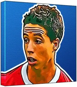 Cover of Samir Nasri - Pop Art Print (Multicolour; Blue Background) 30 x 30 x 2 cm Medium Square Deep Box Canvas