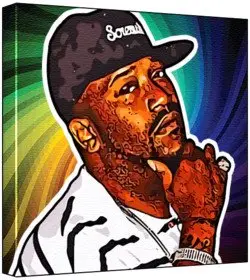 Cover of Bun B - Pop Art Print (Multicolour; Psychedelic Swirl Background) 50 x 50 x 2 cm Large Square Deep Box Canvas