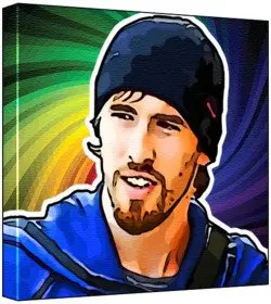 Cover of Christian Fuchs - Pop Art Print (Multicolour; Psychedelic Swirl Background) 50 x 50 x 2 cm Large Square Deep Box Canvas