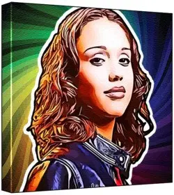 Cover of Jessica Alba - Pop Art Print (Multicolour; Psychedelic Swirl Background) 50 x 50 x 2 cm Large Square Deep Box Canvas