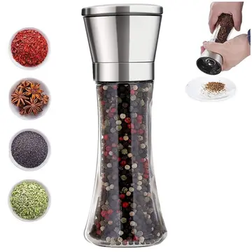 Cover of HG CRUZ Premium Stainless Steel Salt and Pepper Grinder Tall Salt and Pepper Mill Shakers with Adjustable Coarseness