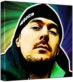 Cover of Kool Savas - Pop Art Print (Multicolour; Psychedelic Swirl Background) 50 x 50 x 2 cm Large Square Deep Box Canvas