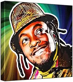 Cover of Will I Am - Pop Art Print (Multicolour; Psychedelic Swirl Background) 50 x 50 x 2 cm Large Square Deep Box Canvas
