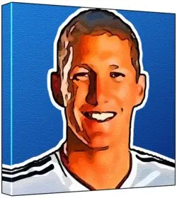 Cover of Bastian Schweinsteiger - Pop Art Print (Multicolour; Blue Background) 30 x 30 x 2 cm Medium Square Deep Box Canvas