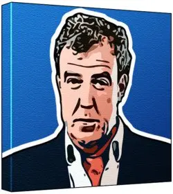 Cover of Jeremy Clarkson - Pop Art Print (Comic Effect; Blue Background) 30 x 30 x 2 cm Medium Square Deep Box Canvas