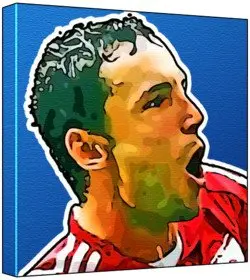 Cover of Mark Van Bommel - Pop Art Print (Multicolour; Blue Background) 30 x 30 x 2 cm Medium Square Deep Box Canvas