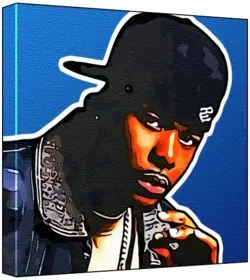 Cover of Memphis Bleek - Pop Art Print (Multicolour; Blue Background) 30 x 30 x 2 cm Medium Square Deep Box Canvas