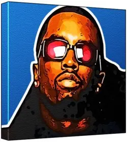 Cover of P Diddy - Pop Art Print (Multicolour; Blue Background) 30 x 30 x 2 cm Medium Square Deep Box Canvas