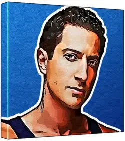 Cover of Sasha Roiz - Pop Art Print (Multicolour; Blue Background) 30 x 30 x 2 cm Medium Square Deep Box Canvas
