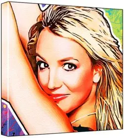 Cover of Britney Spears - Pop Art Print (Multicolour; Paint Splat Background) 50 x 50 x 2 cm Large Square Deep Box Canvas