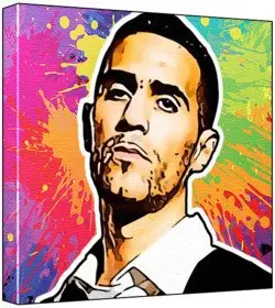 Cover of Bushido - Pop Art Print (Multicolour; Paint Splat Background) 50 x 50 x 2 cm Large Square Deep Box Canvas