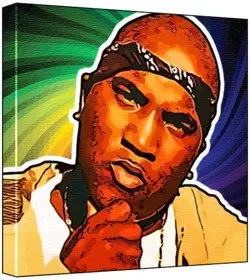 Cover of Young Jeezy Pop Art Print (Multicolour; Psychedelic Swirl Background) 50 x 50 x 2 cm Large Square Deep Box Canvas