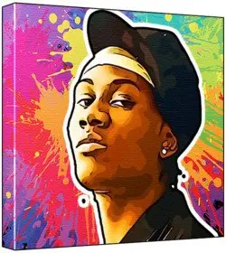 Cover of Jody Breeze - Pop Art Print (Multicolour; Paint Splat Background) 50 x 50 x 2 cm Large Square Deep Box Canvas