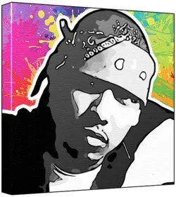 Cover of Juelz Santana - Pop Art Print (Multicolour; Paint Splat Background) 50 x 50 x 2 cm Large Square Deep Box Canvas