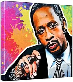 Cover of Katt Williams - Pop Art Print (Multicolour; Paint Splat Background) 50 x 50 x 2 cm Large Square Deep Box Canvas