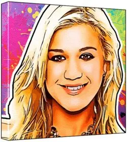 Cover of Kelly Clarkson - Pop Art Print (Multicolour; Paint Splat Background) 50 x 50 x 2 cm Large Square Deep Box Canvas
