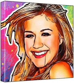 Cover of Kelly Clarkson - Pop Art Print (Multicolour; Paint Splat Background) 50 x 50 x 2 cm Large Square Deep Box Canvas